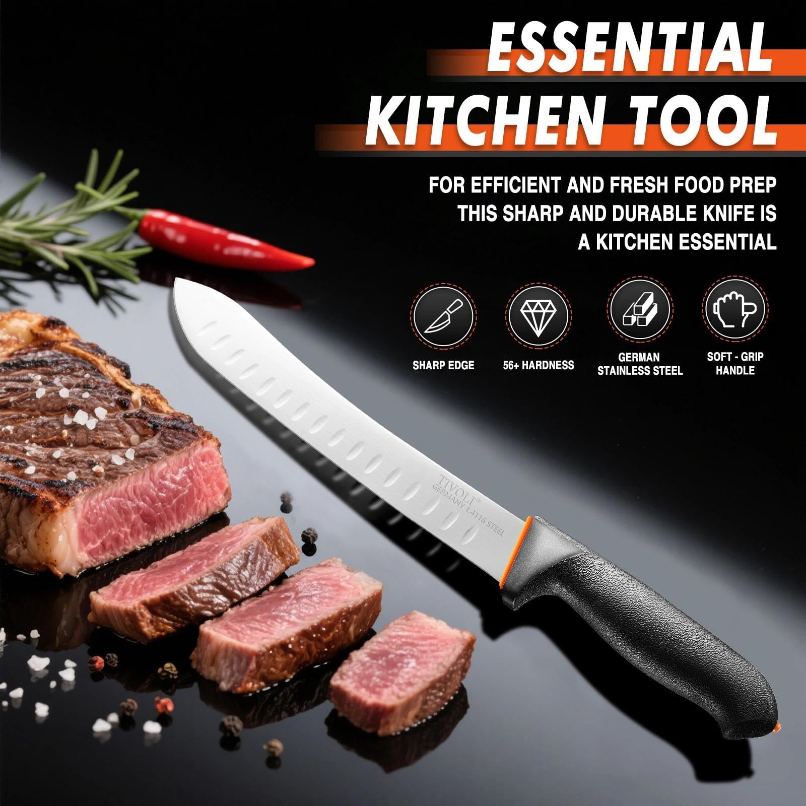 TIVOLI Bullnose Knife 10 Inch - Butcher Knife with Non-Slip Softgrip — Amazon image 6