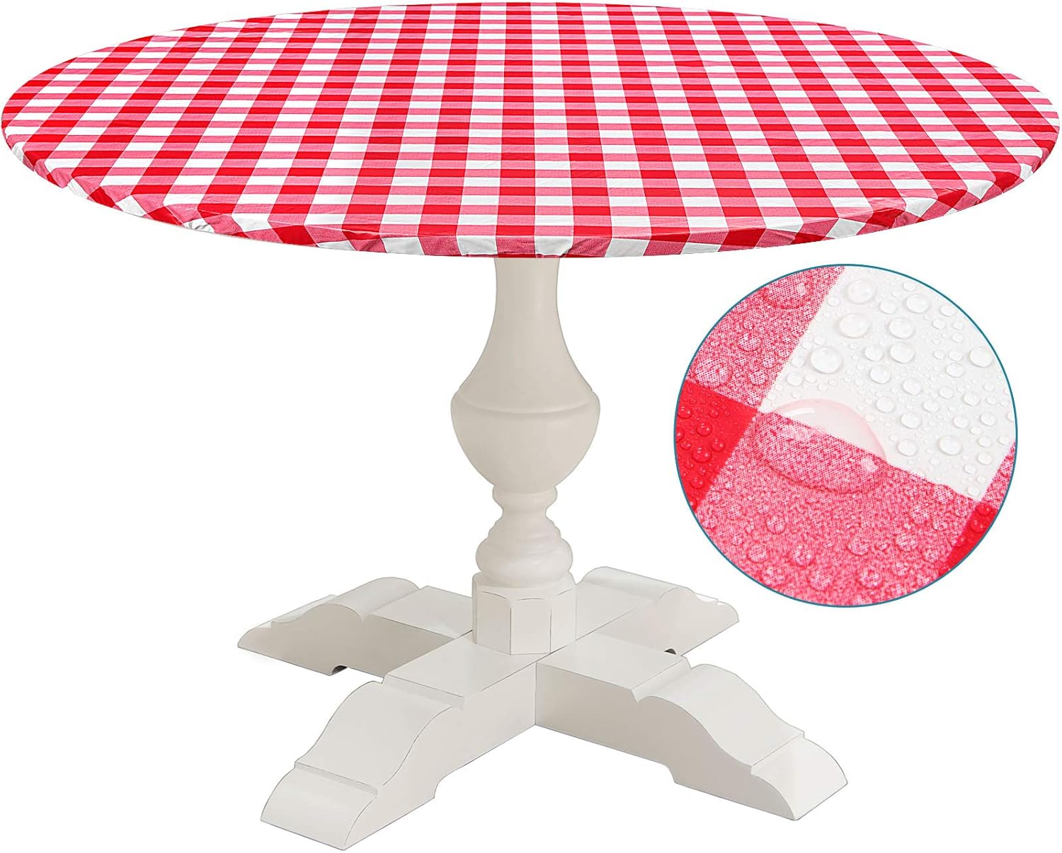 Gеt Dіѕсоunt 70% Prісе 2 Pieces Vinyl Square Fitted Tablecloth Elastic Edge Fitted Vinyl Flannel Backed Lining Stretched Table Covers for Indoor Outdoor Picnic Patio Camping Barbecue Party (Red and White)
