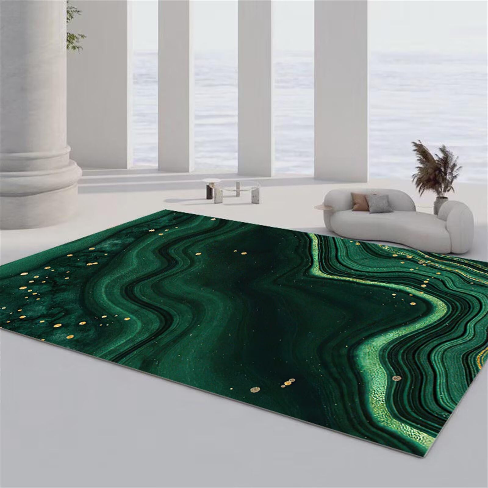 FKBDDM Große Teppiche für Wohnzimmer, grüner Teppich, leicht zu reinigender Bodenbalkonteppich, günstige Online-Teppiche, grün, 60 x 90 cm (grün, 120 x 160 cm, grün)