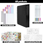 Album de photos de scrapbook, DIY 8 x 8 Inch Couverture rigide Kraft Blank Paper scrapbooking fournitures, 40 Pages avec 6 Stylos en métal Récipient de mémoire Livre pour anniversaire mariage de famille (Noir, 8 1 cm 40 Pages