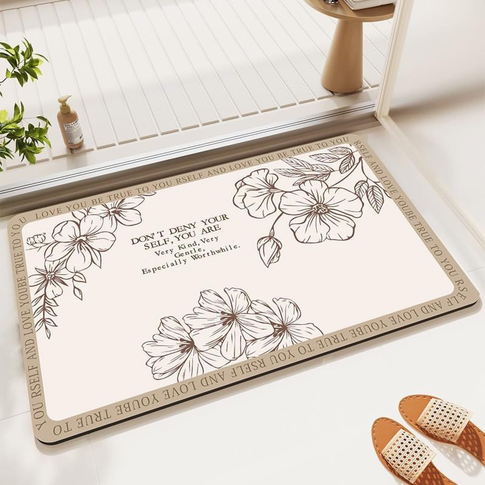 Accessoire de tapis de salle de bain 60x90cm absorbant fleur