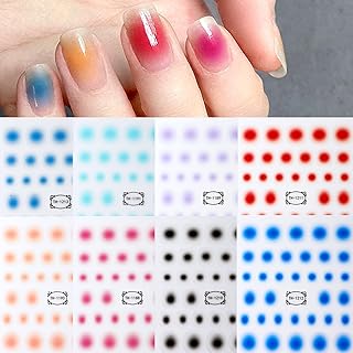 8 Sheets Colorful Gradient Nail Art Stickers Decals 3D Self-Adhesive Fashion Blush Nail Sticker Ombre Nail Decals Supplies Set for Natural Fingernails Manicure Decorations Acrylic Nails Accessories