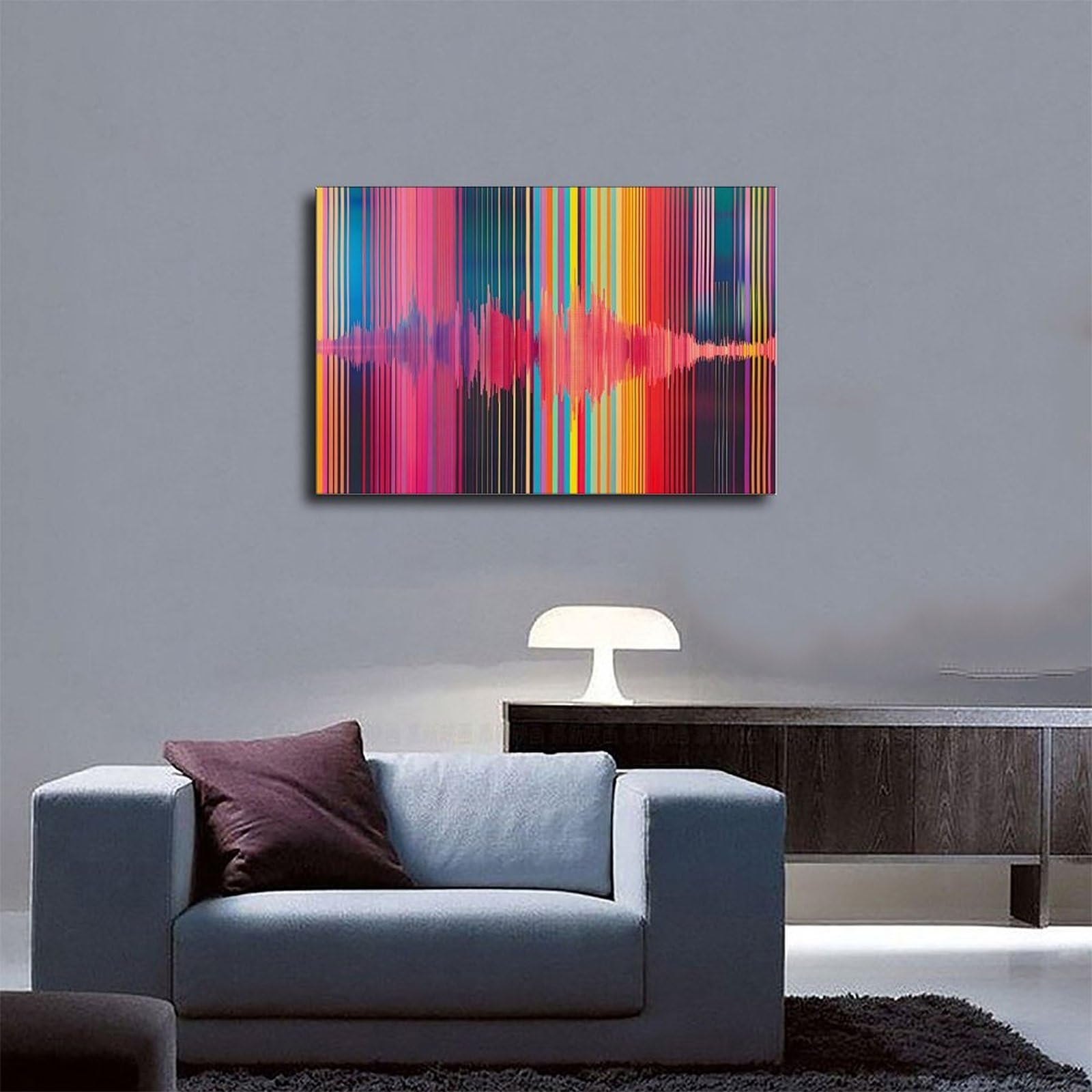 QIOTBVV Arte astratta colorata delle onde musicali, poster su tela, decorazione per camera da letto, paesaggio per ufficio, camera da letto, regalo, 61 cm L x 91,4 cm W