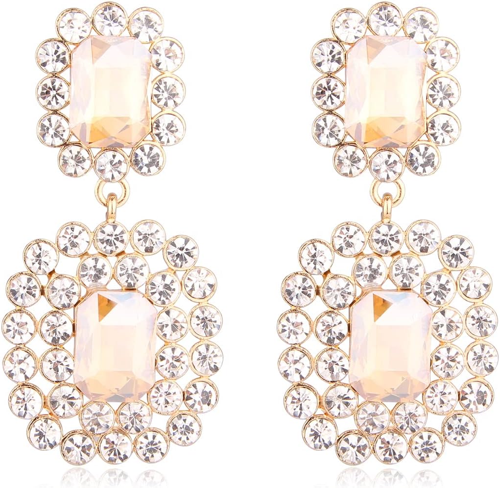 KELMALLCrystals Teardrop Dangle Statement Earrings, Rhinestone Chandelier Fashion Earrings for Women KELMALL COLLECTION