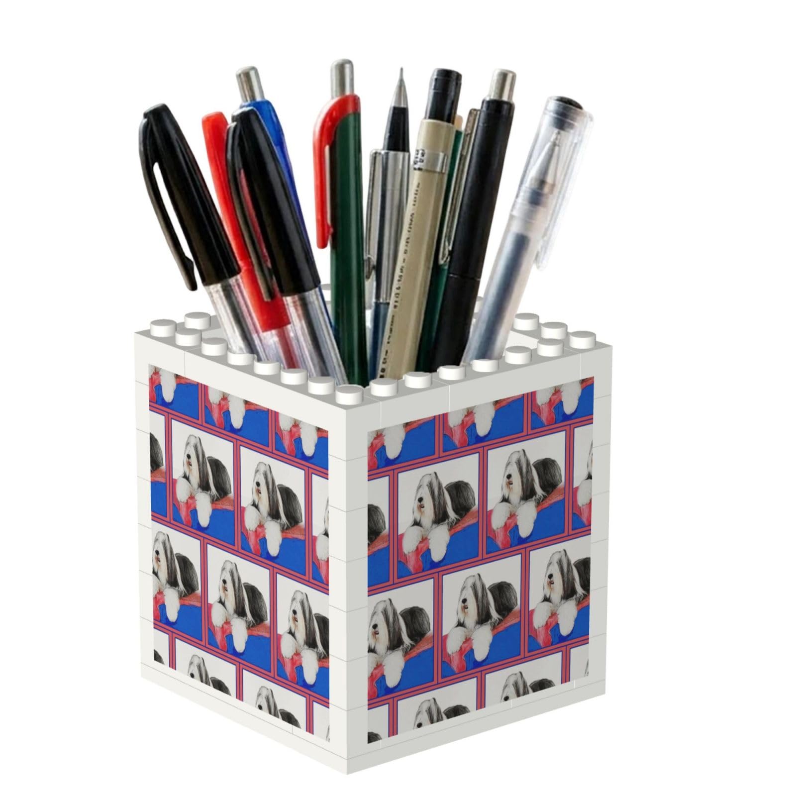 Poadnly Bearded_Collie, Pen Pot Pencil Holder for Office Home School, Compact Desk Organiser for Office Stationery