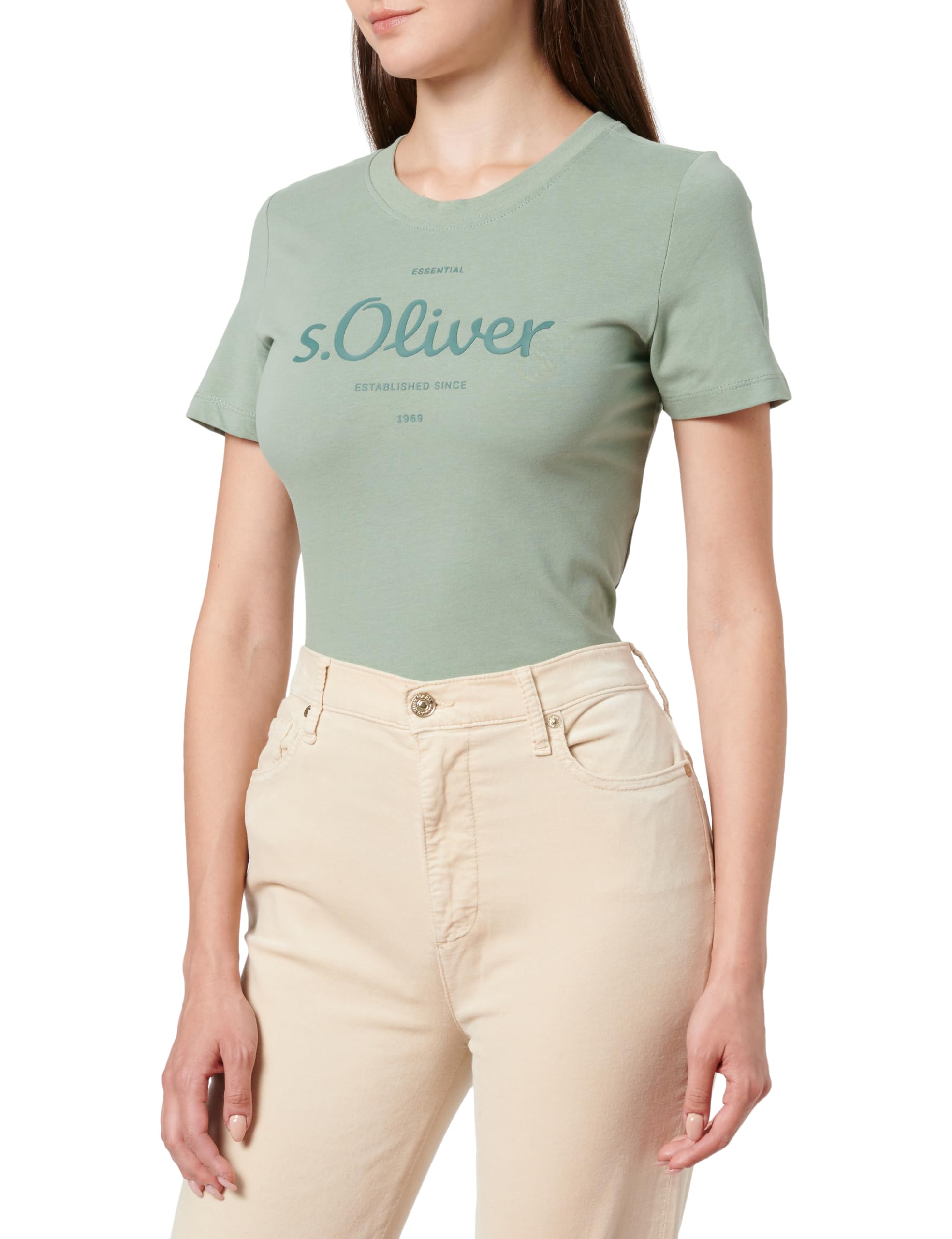 s.Oliver Women's T-Shirt with Logo Print, 72d0 Green, 8