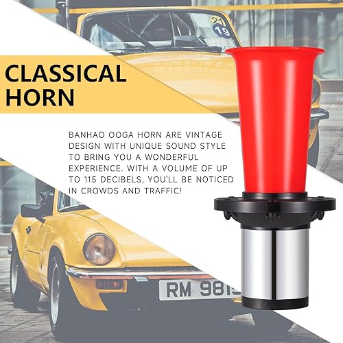 Miniatura 2 de OOGA Air Horn Antique Ahooga Vintage Classic Old Style School 12V 110DB banhao Auto Car Truck Air Fun Horn Red