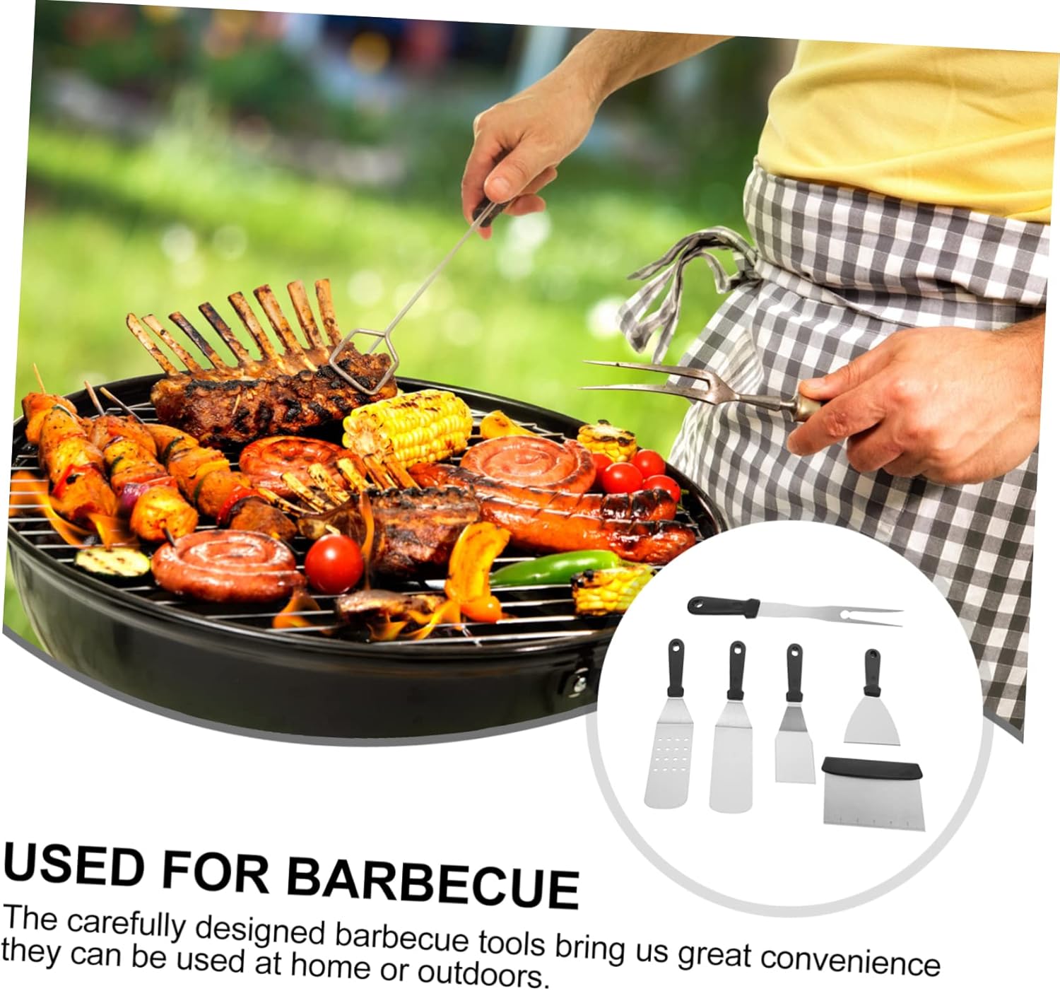 1set Stainless Steel BBQ Tools Kit Essential Barbecue Utensils for Outdoor Grilling Camping and Cooking and Stylish Stainless Steel Construction