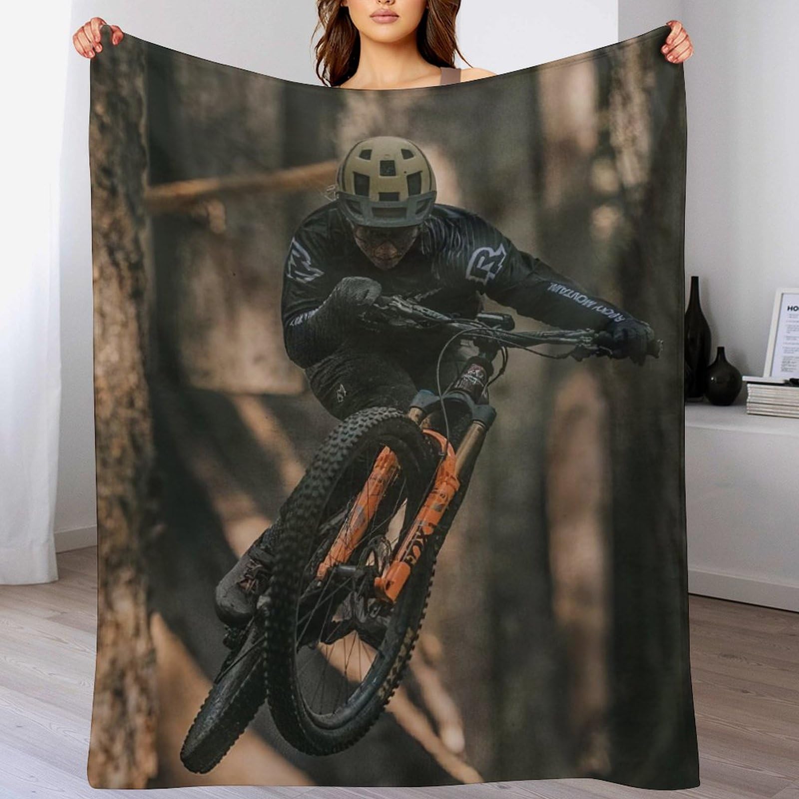 Couverture polaire vélo de montagne plaid flanelle grand lit jeté de canapé 4 saisons
