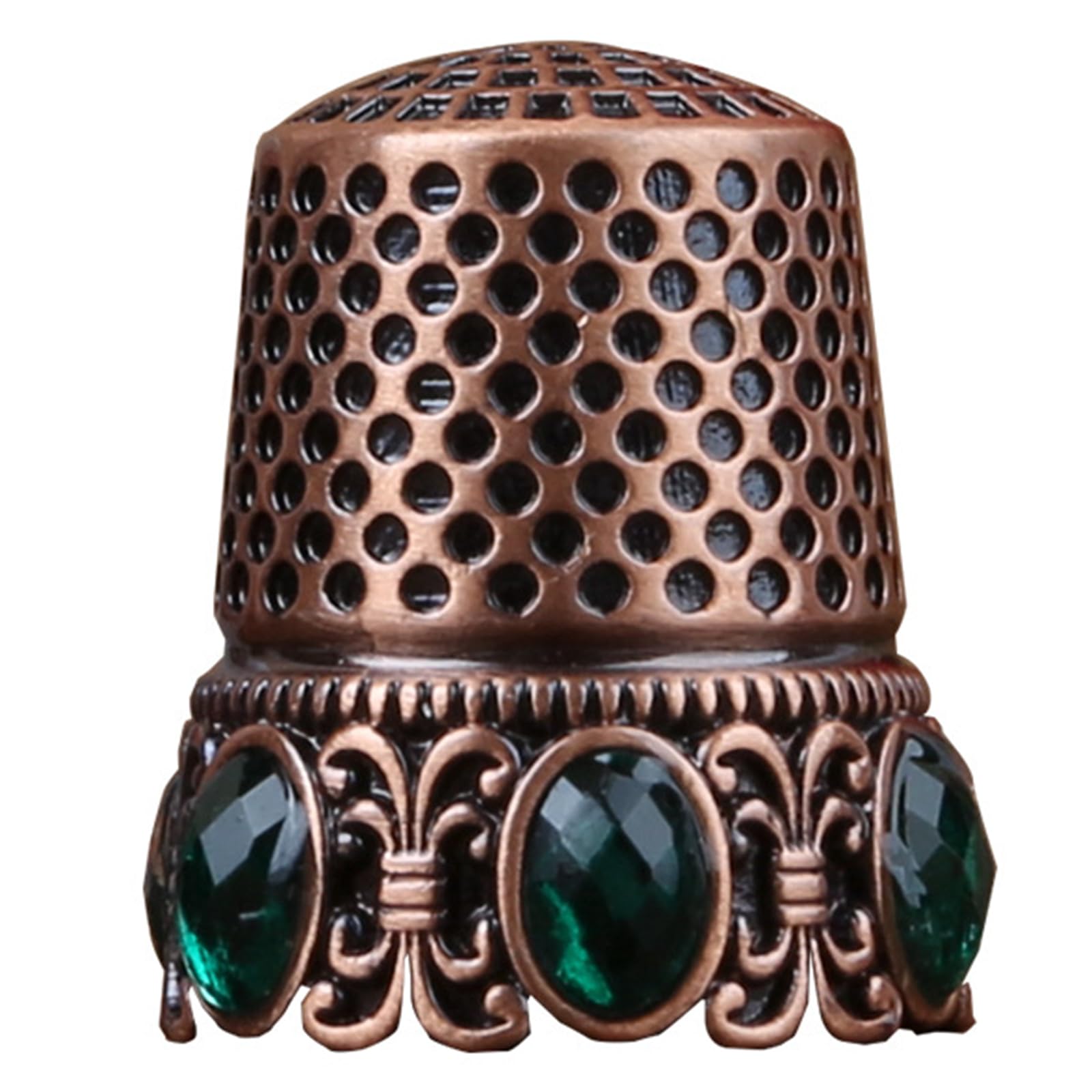 Xjdzineq Antique Rhinestones Metal Thimble Sewing Finger Covers Comfortable Finger Protectors for Quilting Embroidery Needlework European Royal Filigree Metal Thimble