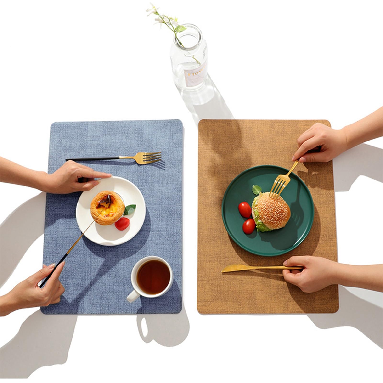 Lot de 8 sets de table en cuir synthétique résistants à la chaleur, lavables, antidérapants, imperméables pour cuisine, maison, extérieur, décoration de table noire élégante