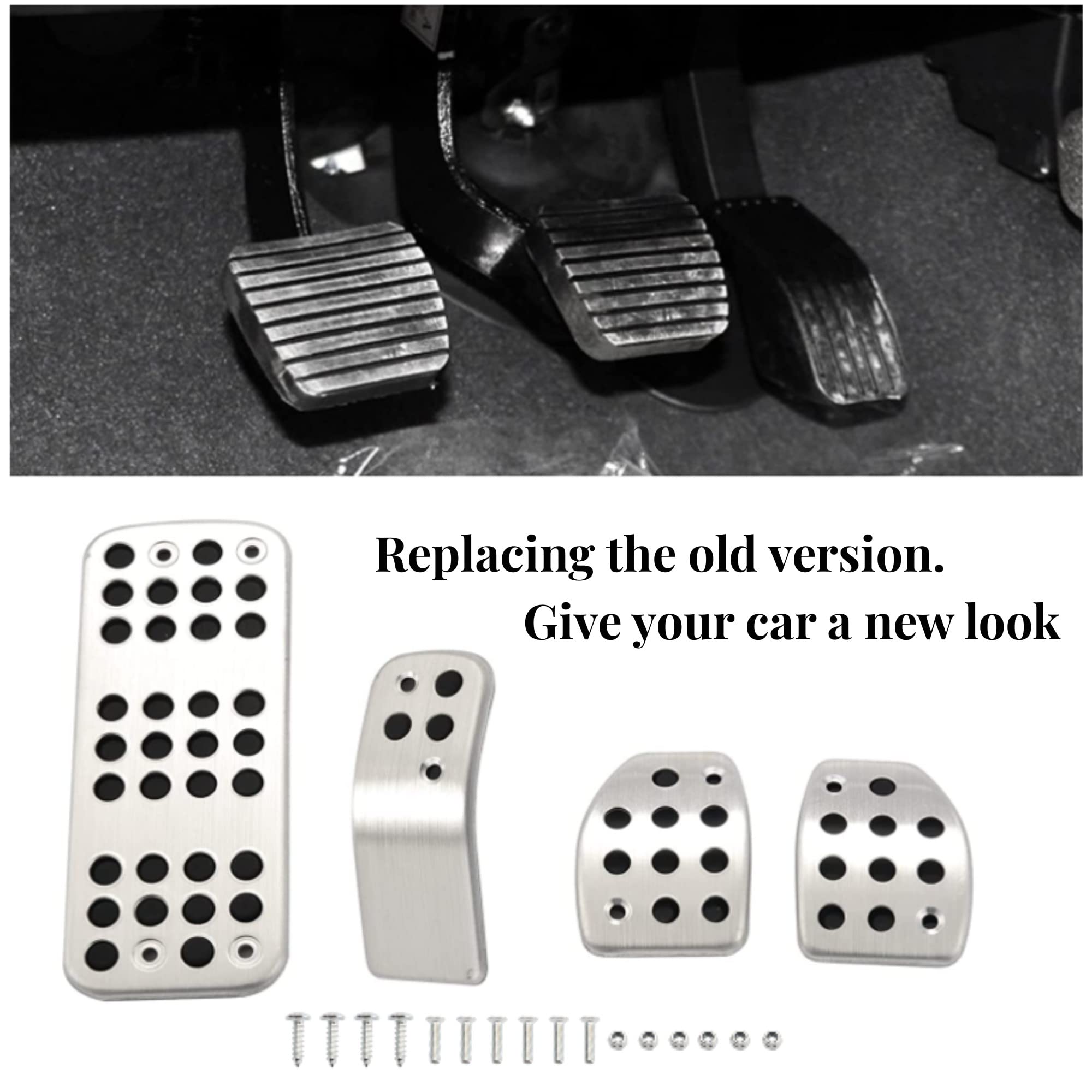 Kit de pédales pour Peugeot Frein Gaz Embrayage Foot Pad Ensemble de quatre pédales avec vis de montage pour 207 301 307 208 2008 308 408 CC/ C3 C4/ DS3 DS4 DS6
