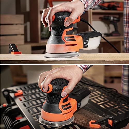 Miniatura 7 de ROS01A Lijadora orbital, lijadora orbital aleatoria 3A, 6 velocidades variables, hasta 13000 rpm, 12 papeles de lija, almohadilla de lijado de 5