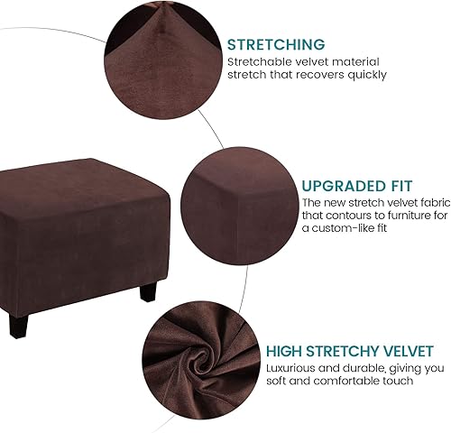 Miniatura 4 de ele ELEOPTION Funda otomana rectangular súper elástica y suave de ajuste forma, fundas otomanas para taburete de pies y muebles de almacenamiento