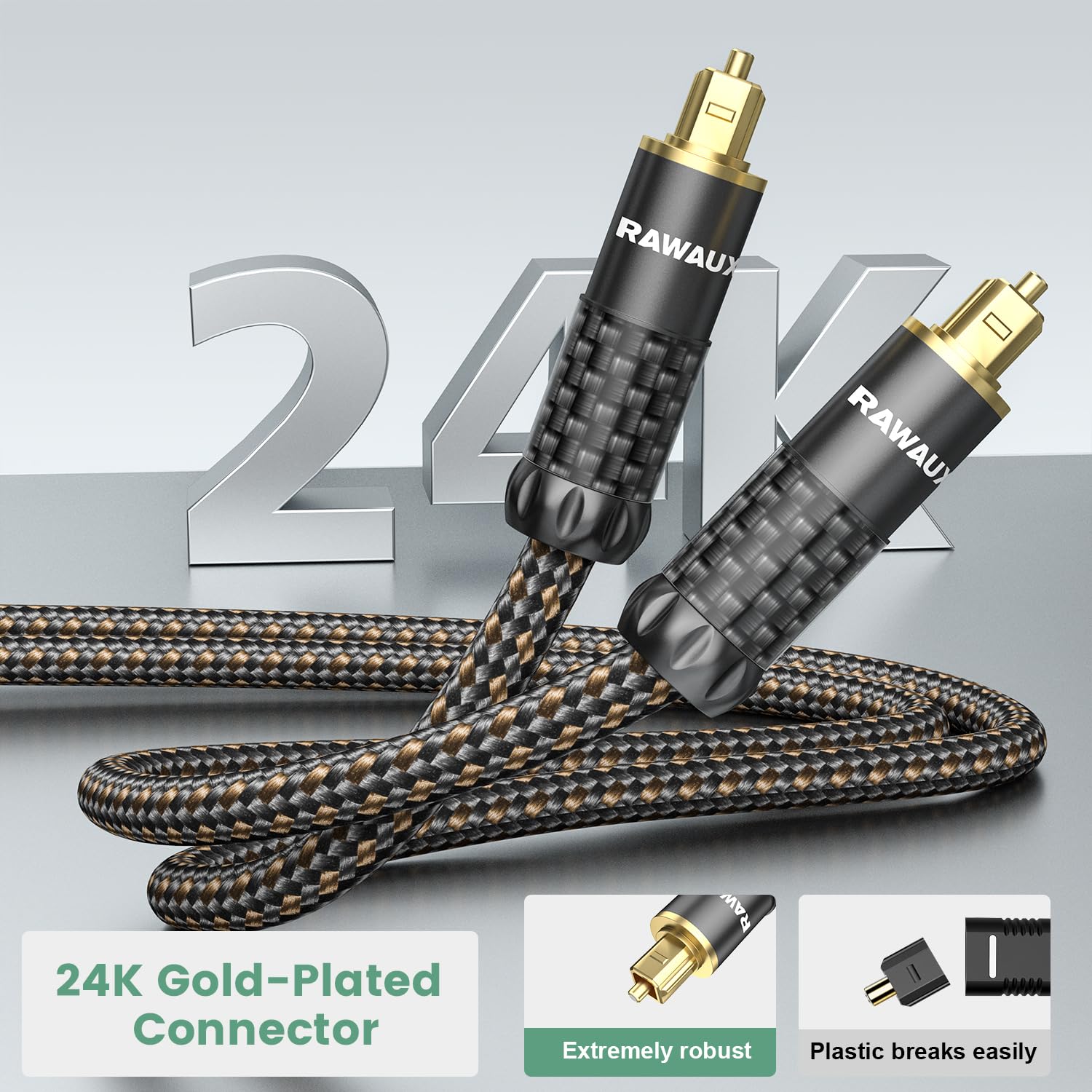 RAWAUX Optical Audio Cable 2M - Image 2