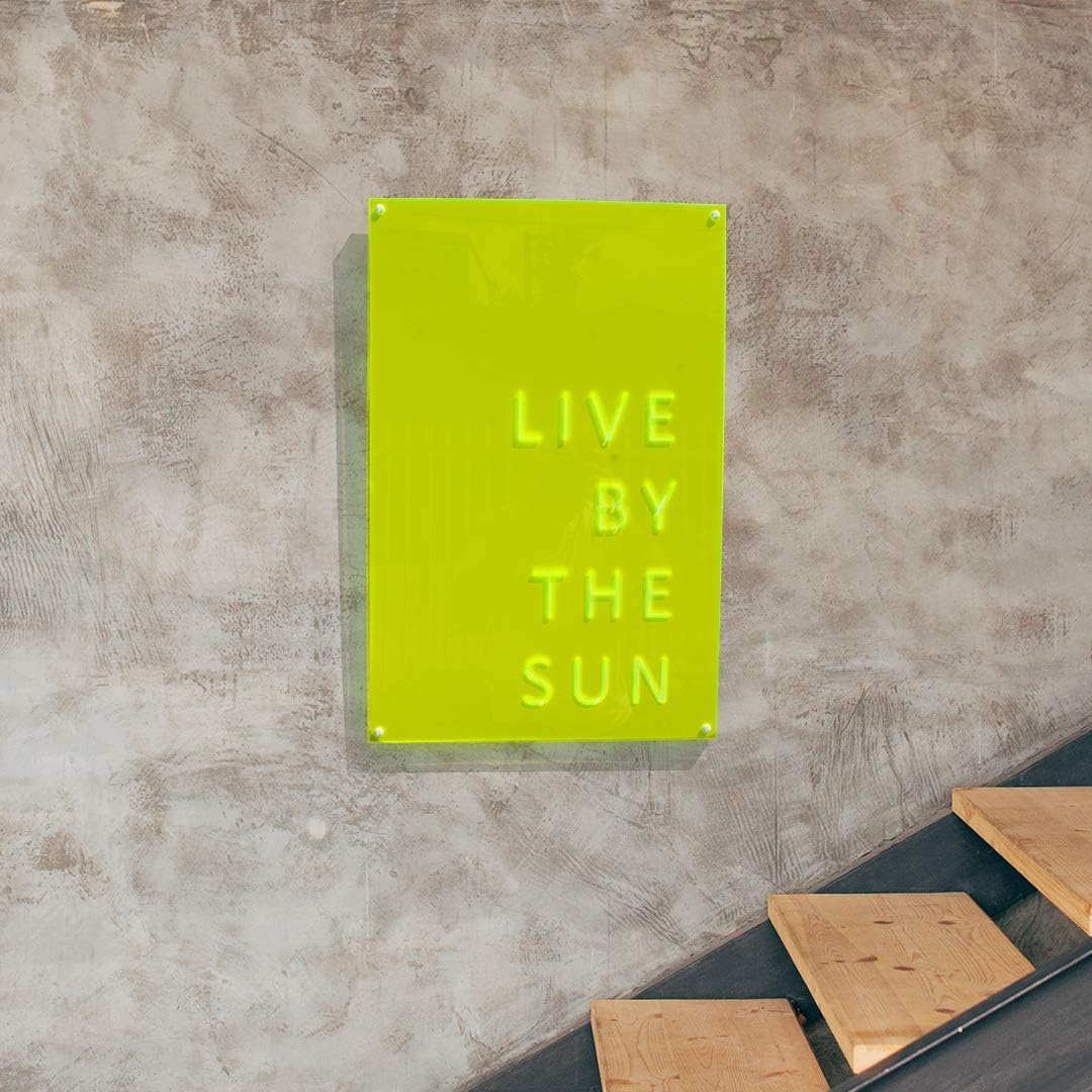 Limited Discount 4ArtWorks - Live by The Sun Neon Wall Art - Inspirational Sign for Your Bedroom, Living Room, Bathroom, Office or Dorm - Hand Assembled & Made in The USA (16 W x 24 T, Neon Green)