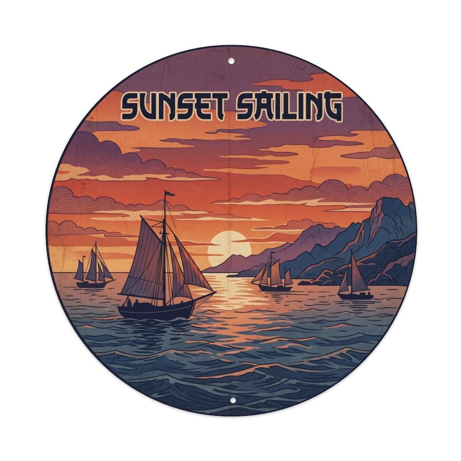 Okahys 8X8inch Classic Style Mallorca Sailing Ferry Route Boat Journey Maritime Metal Tin Sign