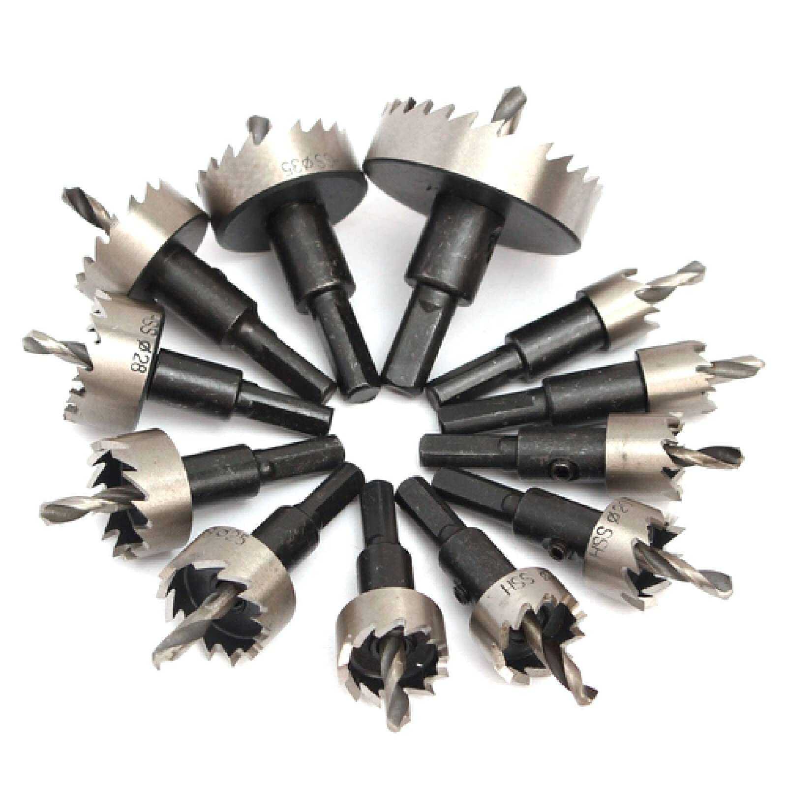 NUSHKI Juego De Brocas HSS Con Punta De Carburo, 13 Uds., Aleación De Metal De Acero Inoxidable, 16-53mm