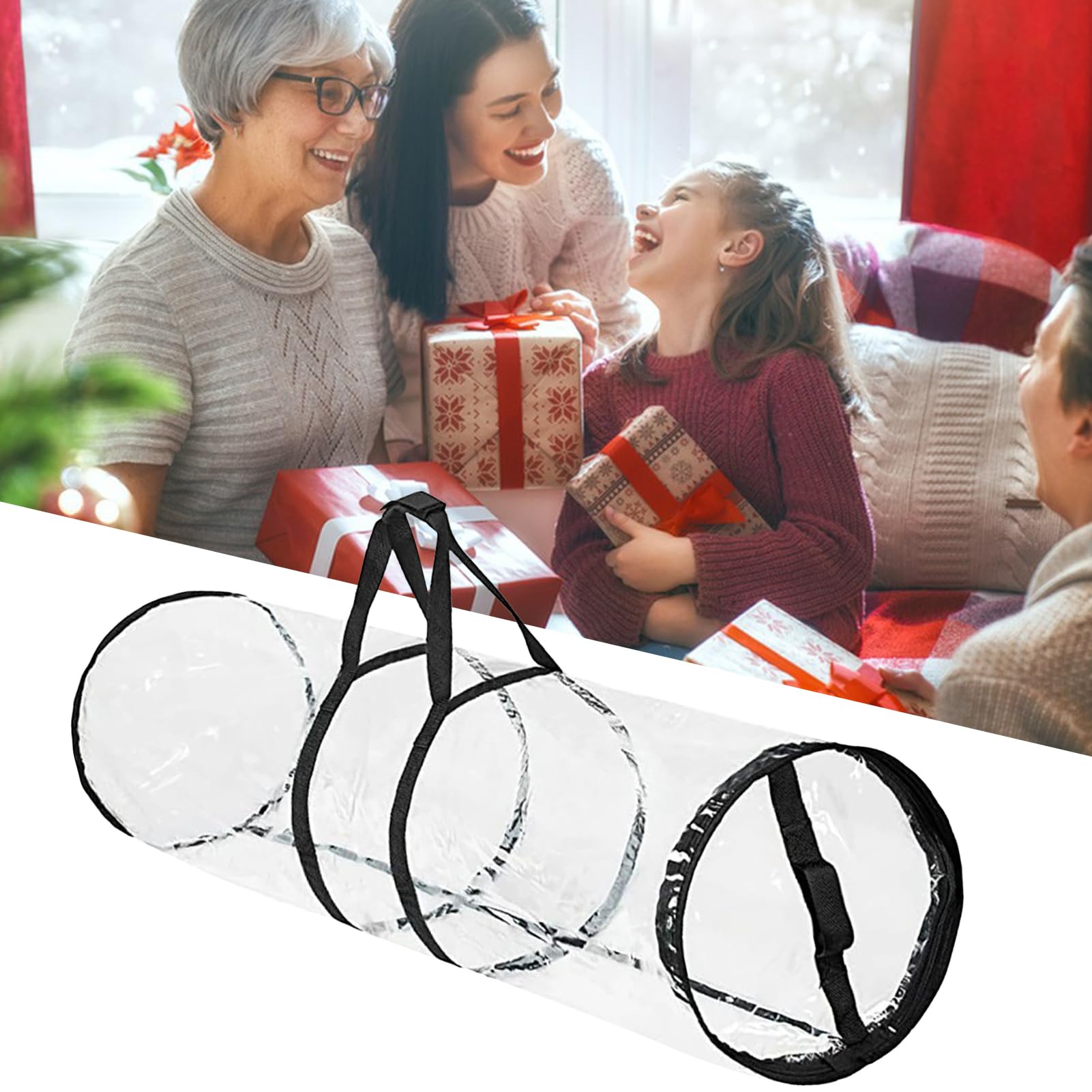 Geschenkpapier Aufbewahrung Stehend 80 X 22 Cm Transparente Aufbewahrungsrollen Mit Reißverschluss Für Weihnachtsschleifen, Bänder, Geschenkpapier, 