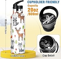 Vista 2 de Kids Water Bottle Leakproof Sports Water Bottle for Kids for Boys Girls 20oz, BPA-Free, Cute Woodland Animals Bears