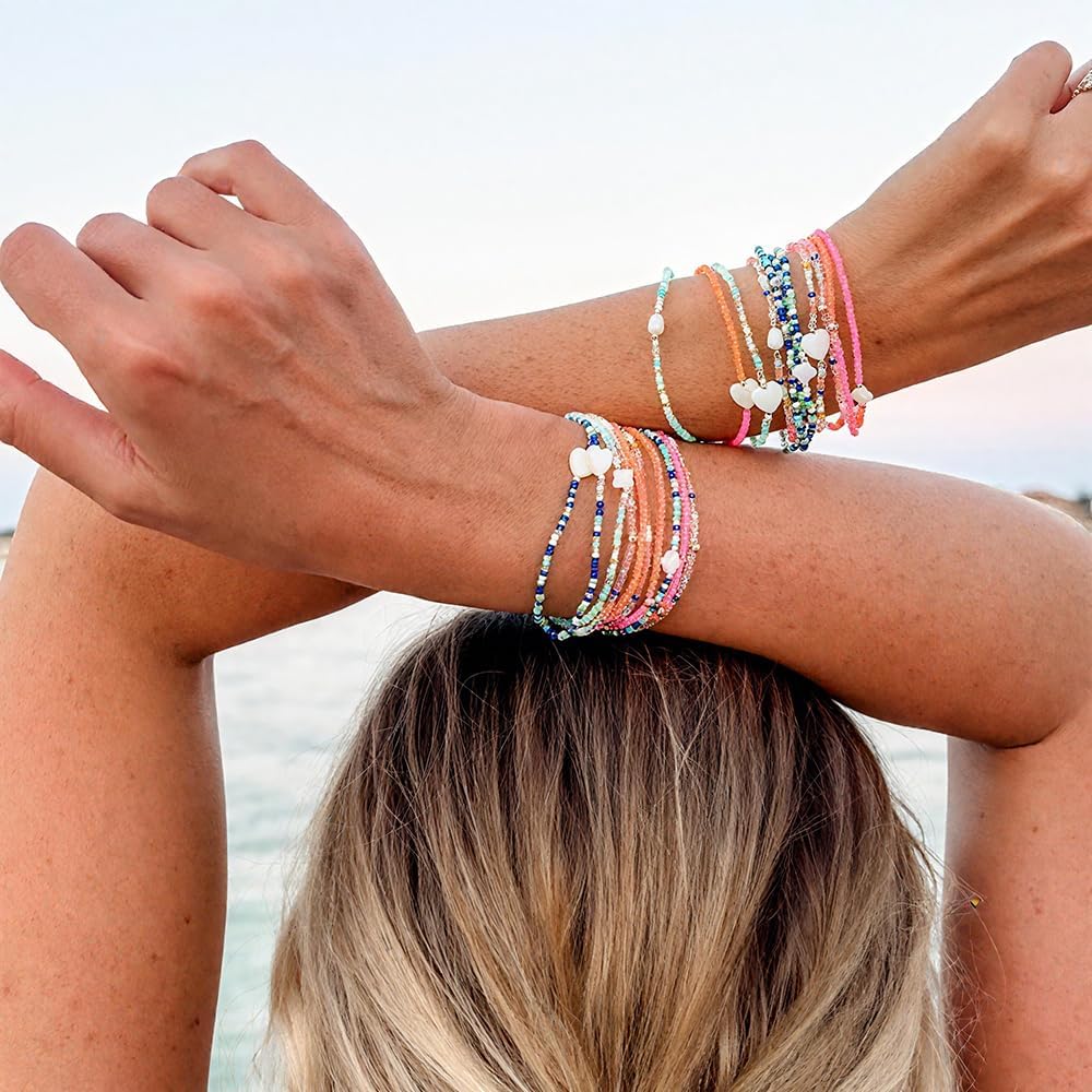 Clover Candy Beads Stackable Bracelet for Women,Dainty 3PCS/set Gold bead Stretch Boho Charm Accessories Jewelry Gifts - Image 2