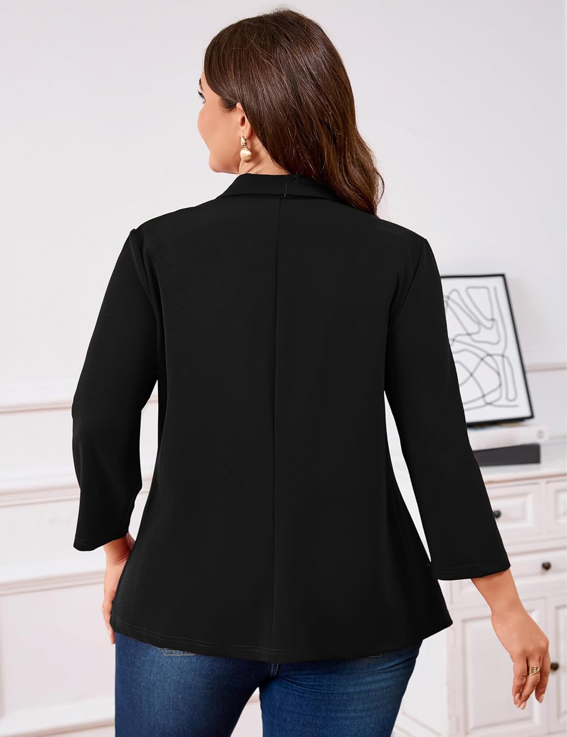Plus Size Casual Blazer for Women Long Sleeve Lapel Open Front Bussiness Cardigan Suit Jackets Blazer with Pockets - Image 6
