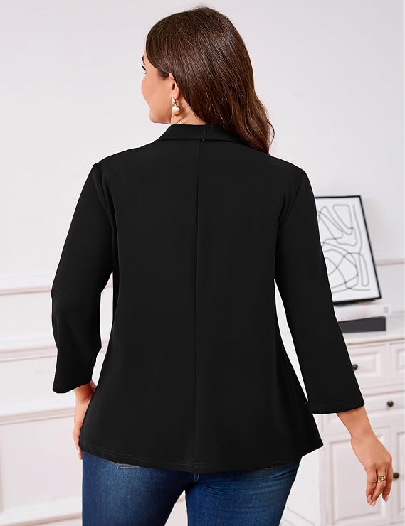 Plus Size Casual Blazer for Women Long Sleeve Lapel Open Front Bussiness Cardigan Suit Jackets Blazer with Pockets