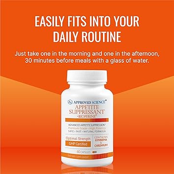 Approved Science Appetite Suppressant - Gymnema, Chromium, Cayenne Pepper - 60 Capsules - Made in The USA