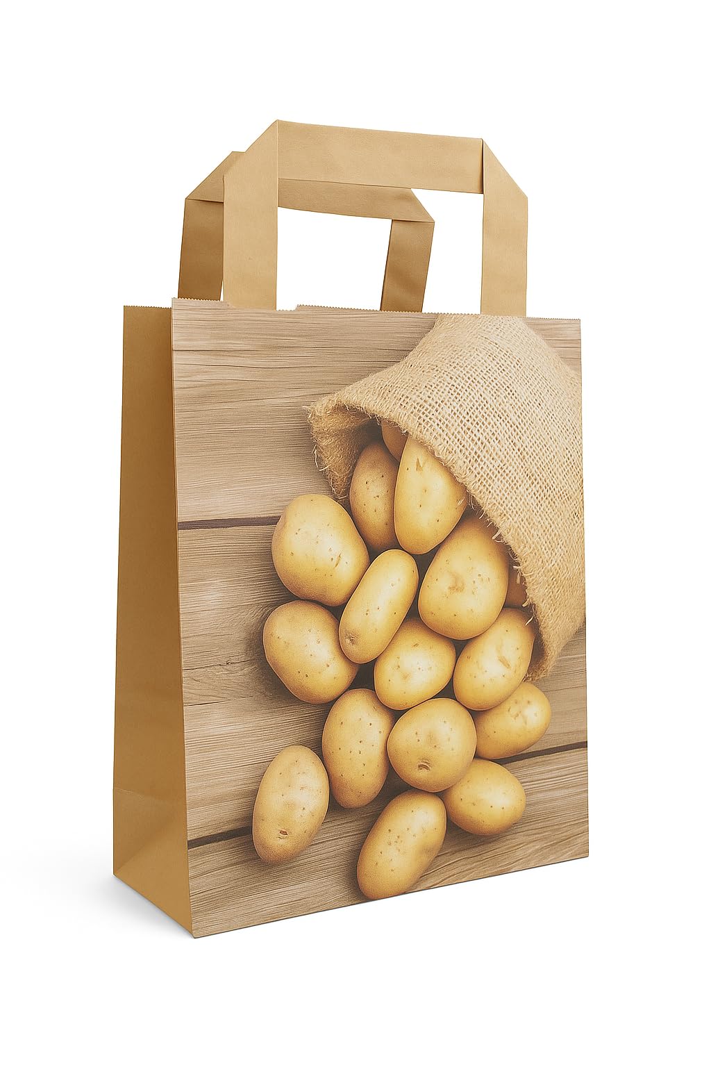 PGV Papierowe torebki na ziemniaki – brązowe z płaskimi uchwytami – odporne na wilgoć – różne rozmiary i ilości 18 + 8 x 22 cm (100 sztuk)
