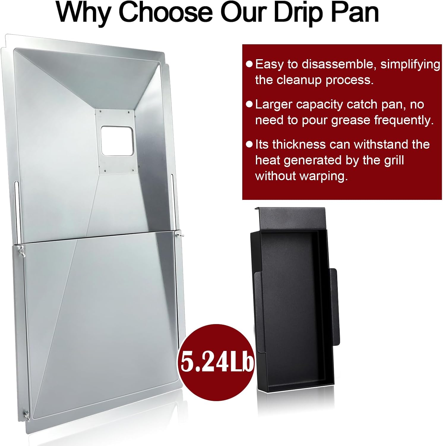 Hiorucet Grill Parts for Nexgrill 720-0888N 720-0888 720-0888A, Adjustable Grease Tray Pan with Catch Pan, Heat Plates, Burner Tubes and Igniters for Nexgrill 5 Burner Replacement Parts