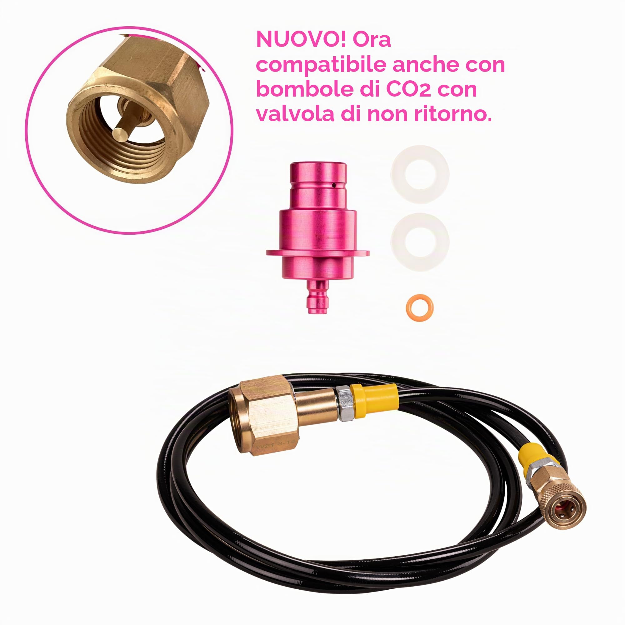 Tubo adattatore ad alta pressione CO2 per Sodastream DUO QUICK CONNECT QC | Tubo gasatore CO2 | collegamento diretto (lunghezza 1,5 m)