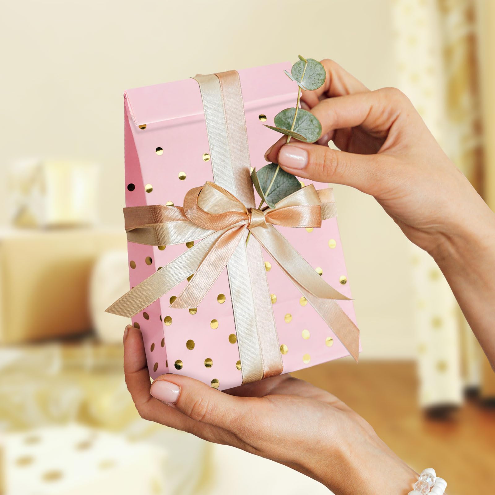 SNABETNA 16 Sacchetti Regalo Di Carta Con Manici, Tema Strega, Rosa E Verde, 21x15x8 Cm, Per Feste - 3