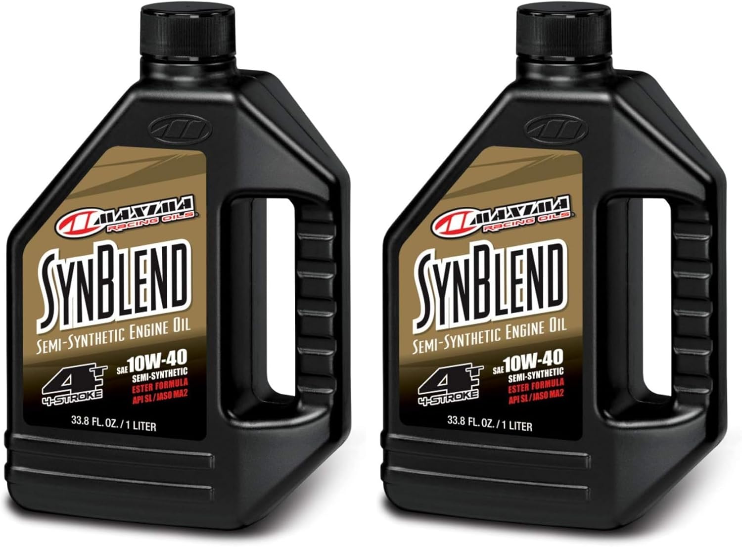 Maxima 34901B Syn Blend4 10W-40 Motorcycle Engine Oil - 1 Liter Bottle (Pack of 2)