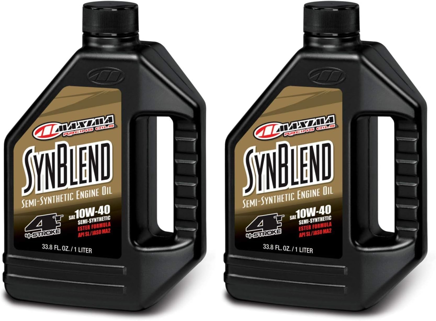Maxima 34901B Syn Blend4 10W-40 Motorcycle Engine Oil - 1 Liter Bottle (Pack of 2)