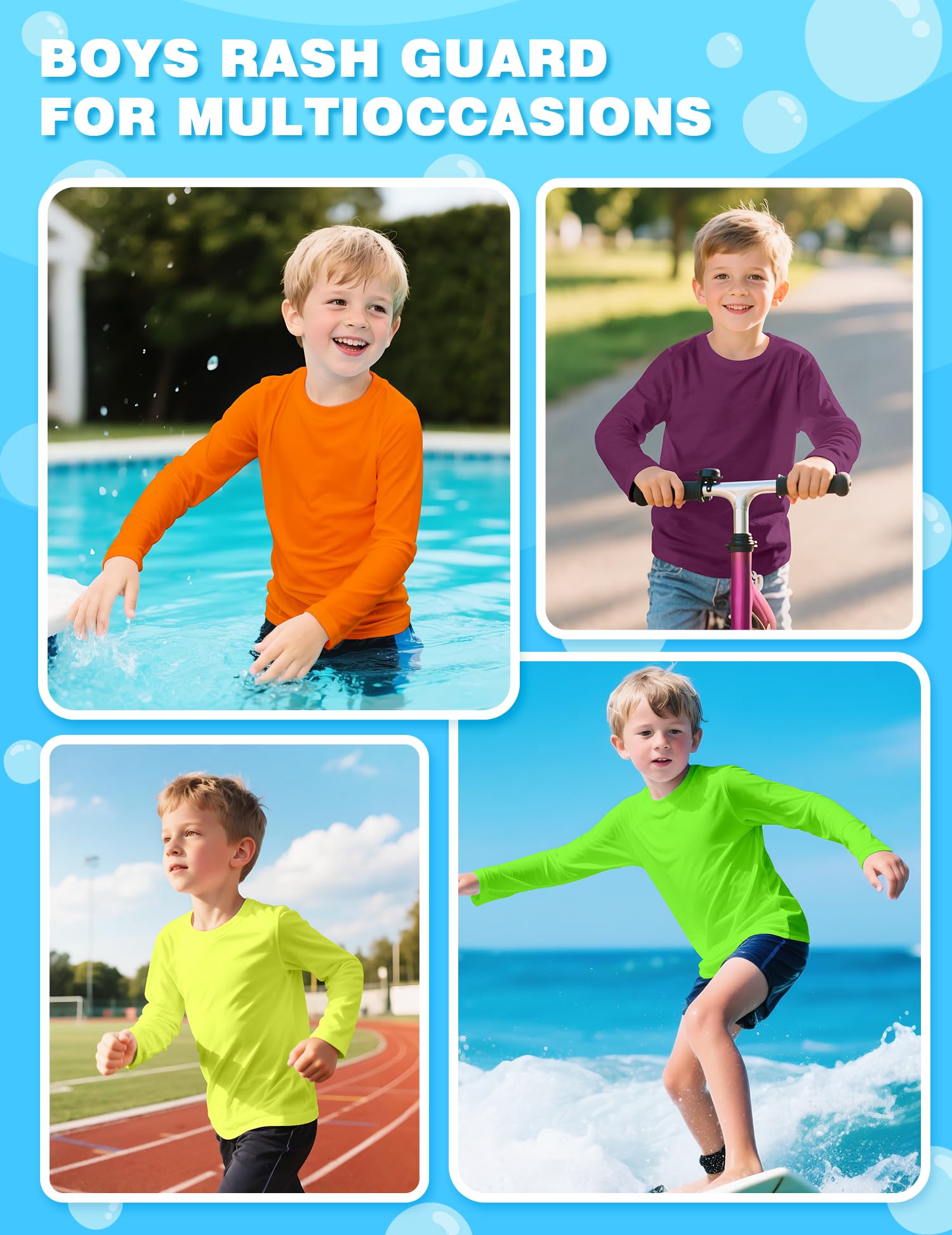 Camiseta de natación con protección solar UPF 50+ para niños, de manga larga, de secado rápido, para pesca, para niños y jóvenes, tallas 2T-16 años