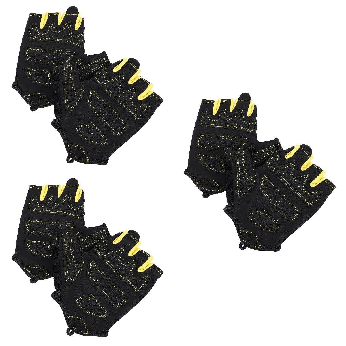 PACKOVE 3paia Guanti Da Ciclismo Antiscivolo Mezza Dita Per Sport All Aperto Guanti Fitness Traspiranti Regolabili e Resistenti Per Escursionismo Ciclismo e Sollevamento Pesi