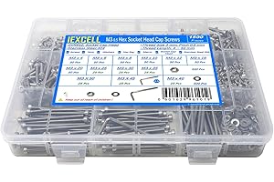 iexcell 1500 Pcs M3 Stainless Steel 304 Assortment Kit