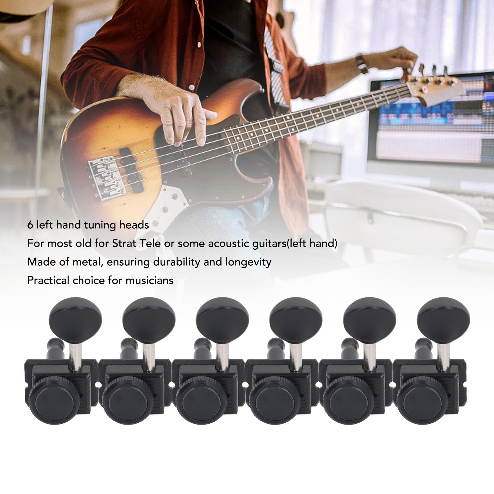 Afinadores de Bloqueo de Guitarra, 6 Teclas de Afinación de Cuerdas de Bloqueo Izquierdo, Cabezal de Máquina, Piezas Clásicas Acústicas para la Mayoría de las Guitarras Acústicas