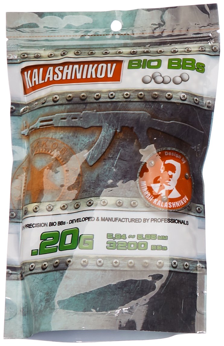 Balines Biodegradables Kalashnikov para Pistola de Bolas 3200 Unidades 0,20 g