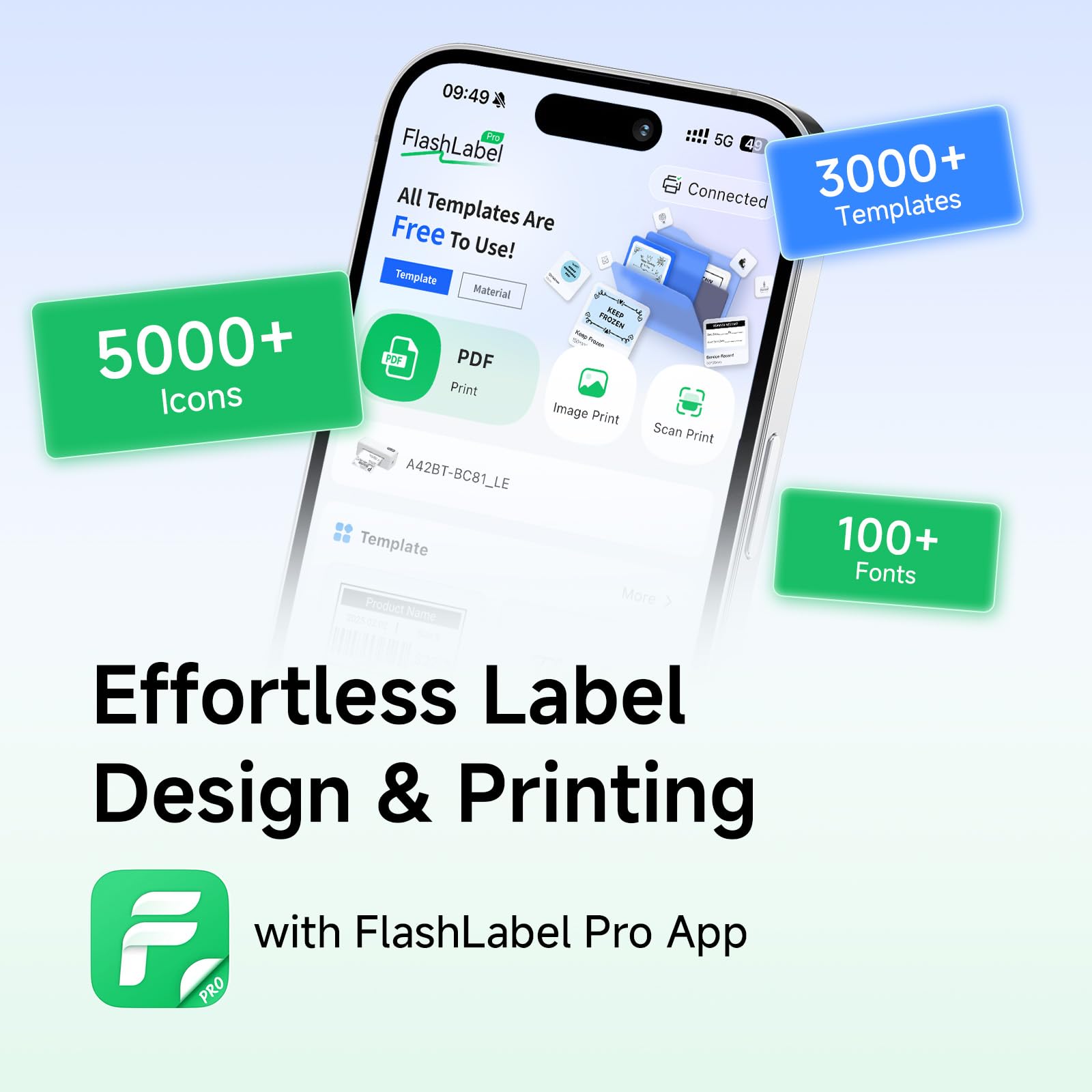 Bluetooth Etikettendrucker mit Ständer, 4x6 Label Printer Thermodrucker für Versandetiketten, kabelloser Labeldrucker für Amazon DHL Etsy Shopify, iPhone Android Windows Mac