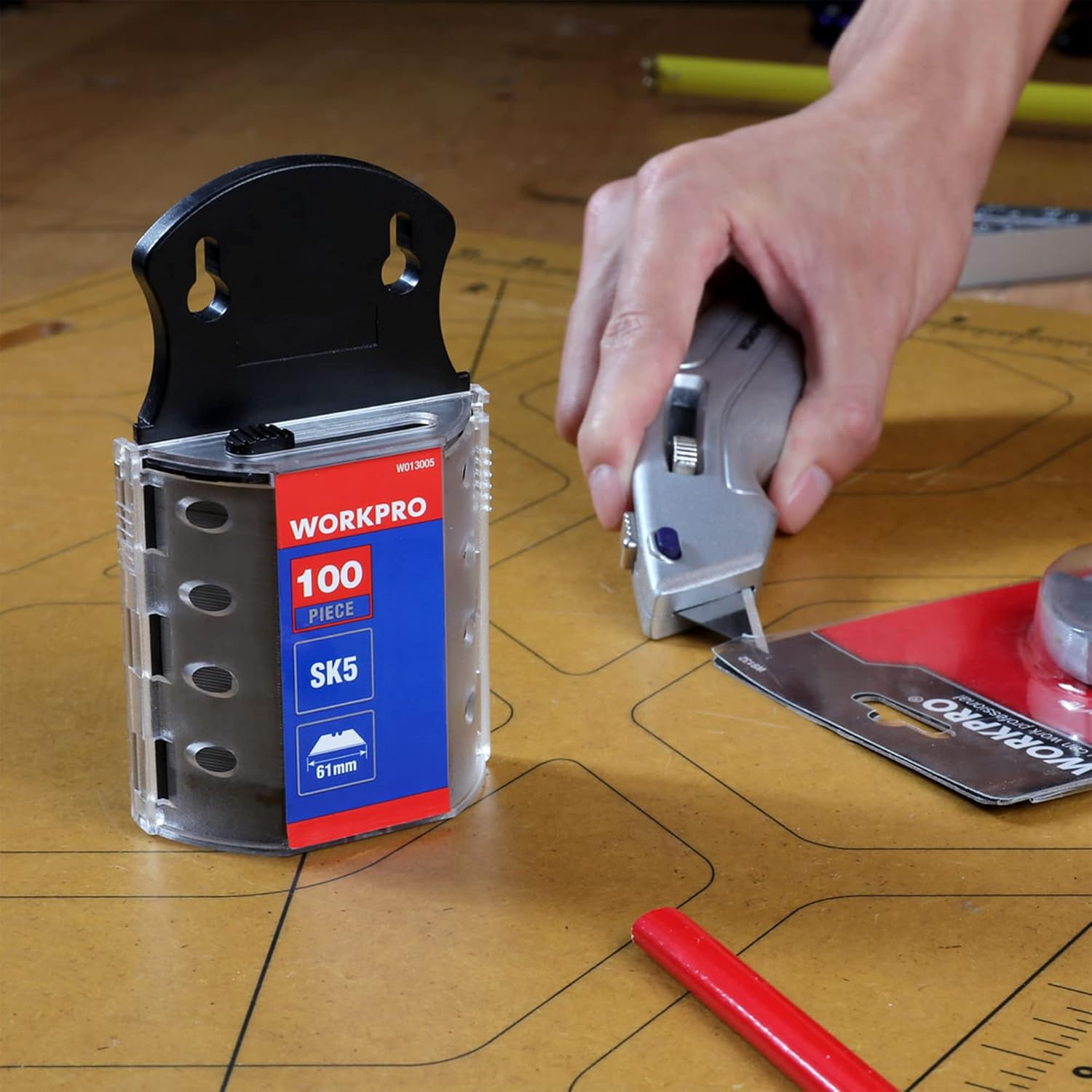 WORKPRO Utility Knife Blades, SK5 Steel, 100-Pack with Dispenser : Tools & Home Improvement