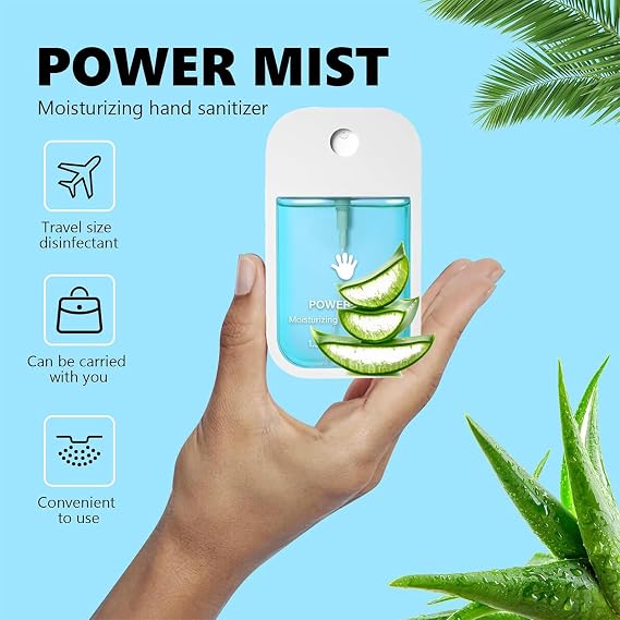 Power Mist Hand Sanitizer Spray, Power Mist Hydrating Sanitizer Spray Travel Size, Portable Pocket Hand Sanitizer Multi-Flavor Cleanses Your Hands (Blue & Purple)
