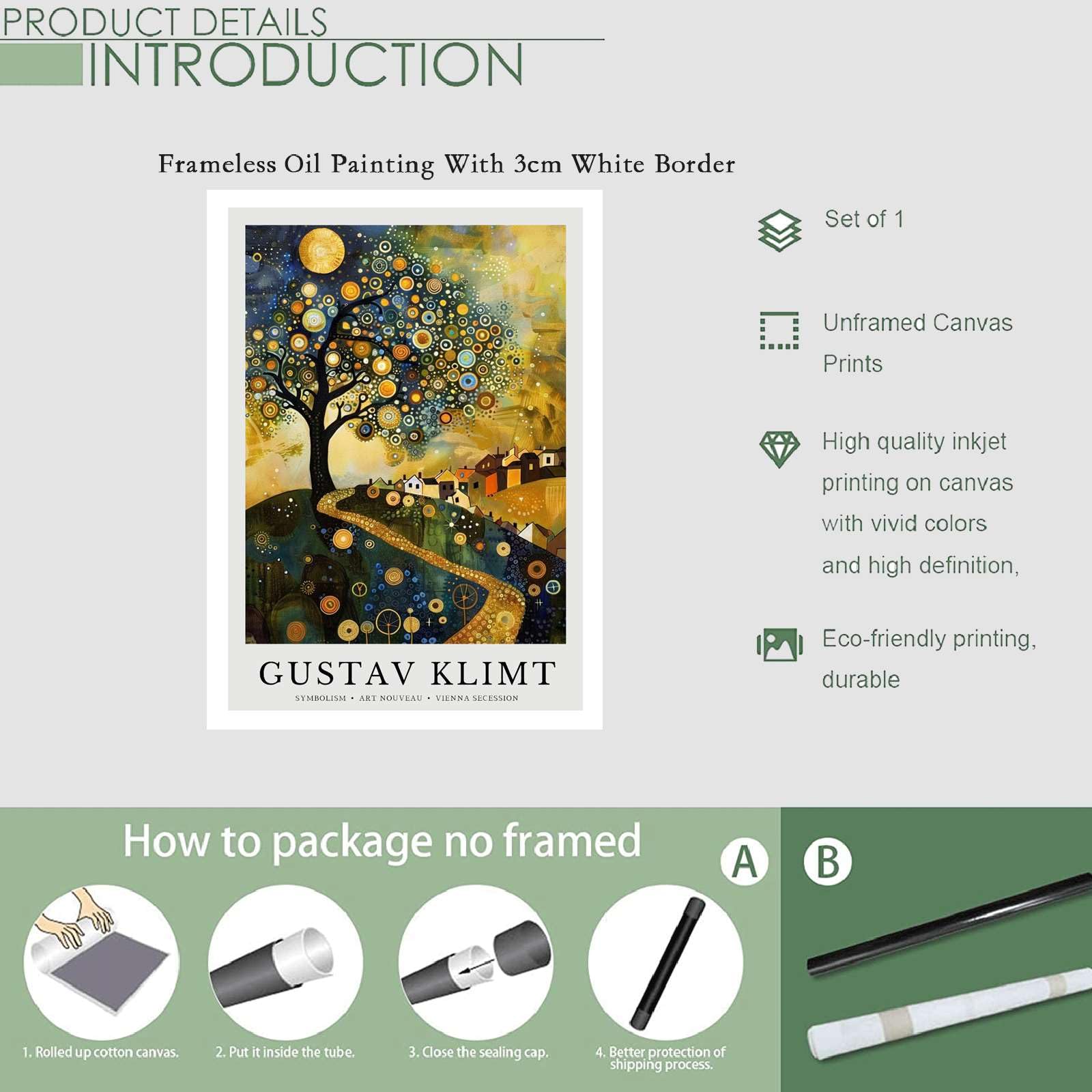 Amazon.com: Canvas Posters and Print Pictures Gustav Klimt