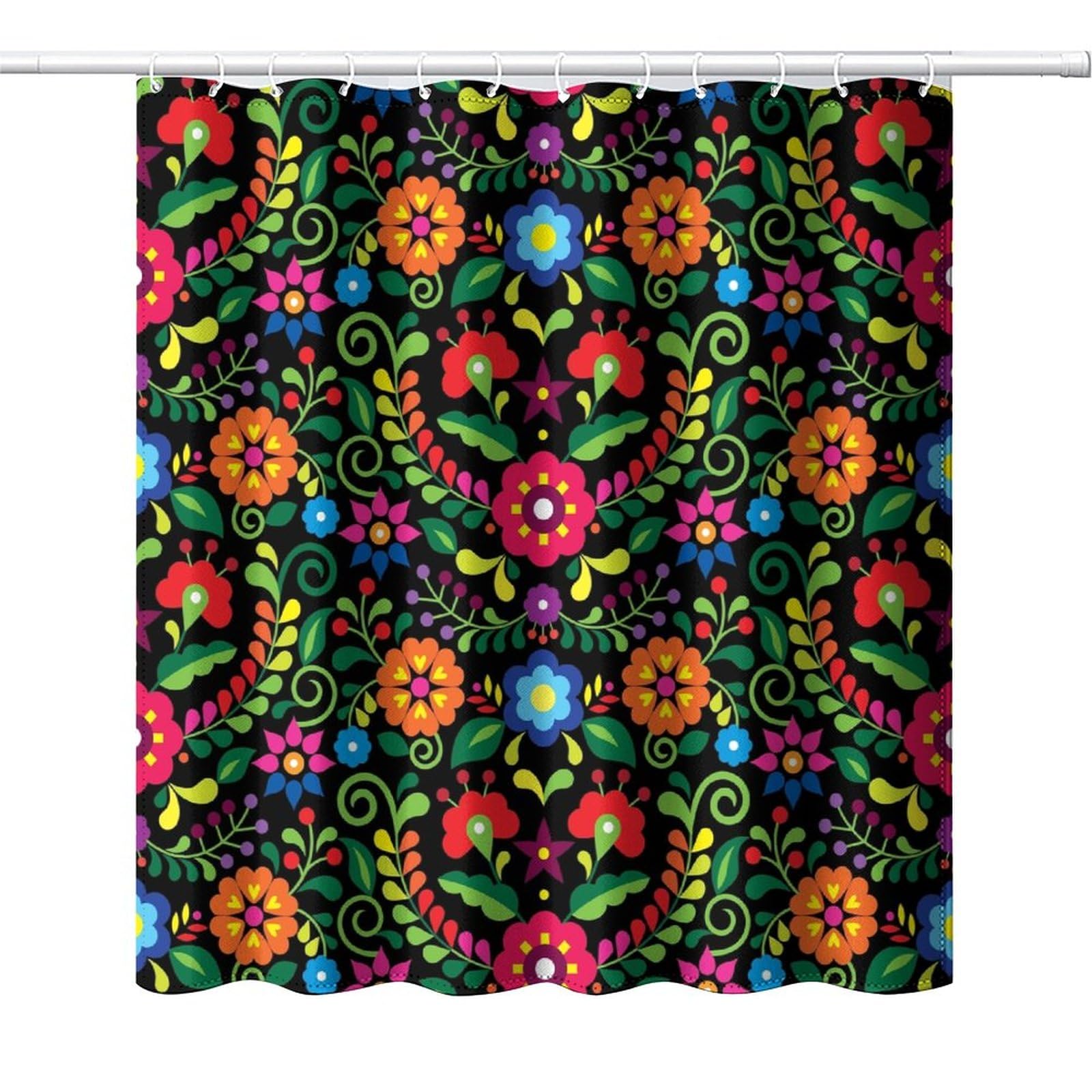 DDCBNS Abstract Flower Shower Curtain,Bohemian Retro Mexican Folk Art Vintage Floral Print Shower Curtain for Bathroom Decor Fabric Waterproof