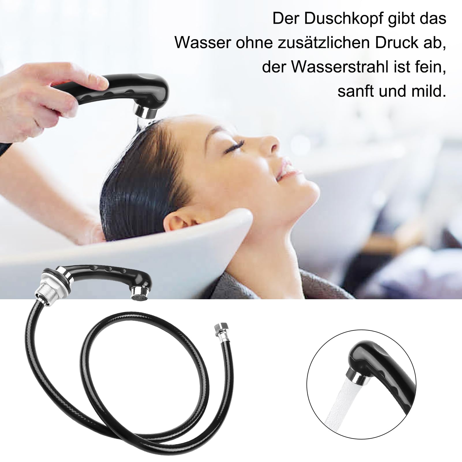 Friseur-Waschbecken und Schlauch für Friseurladen, Dusche für Friseurbett, Handbrause, professioneller Duschkopf für Friseursalon mit Schlauch