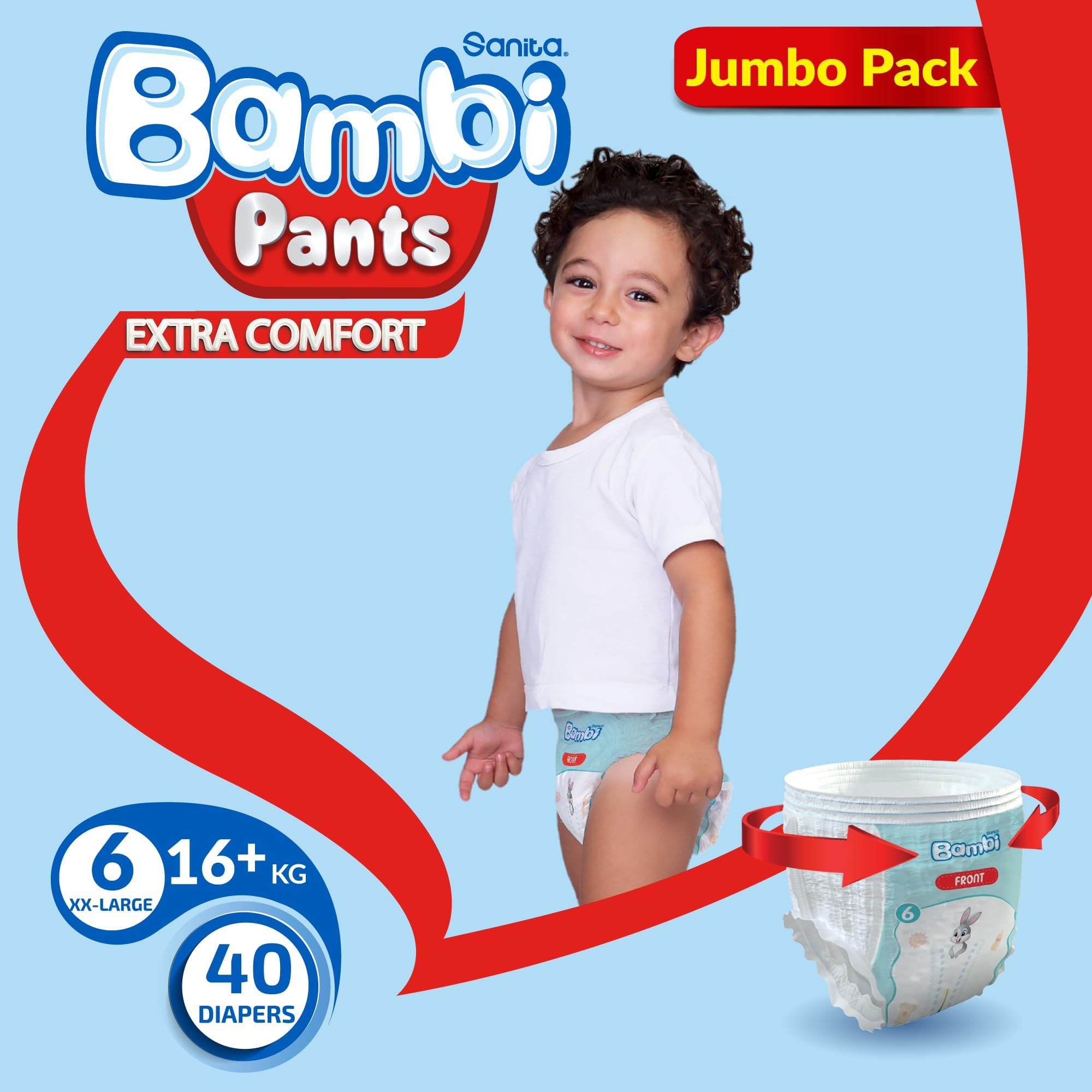 Sanita Bambi Pants, Size 6, XXL, Jumbo Pack, 40 Diapers