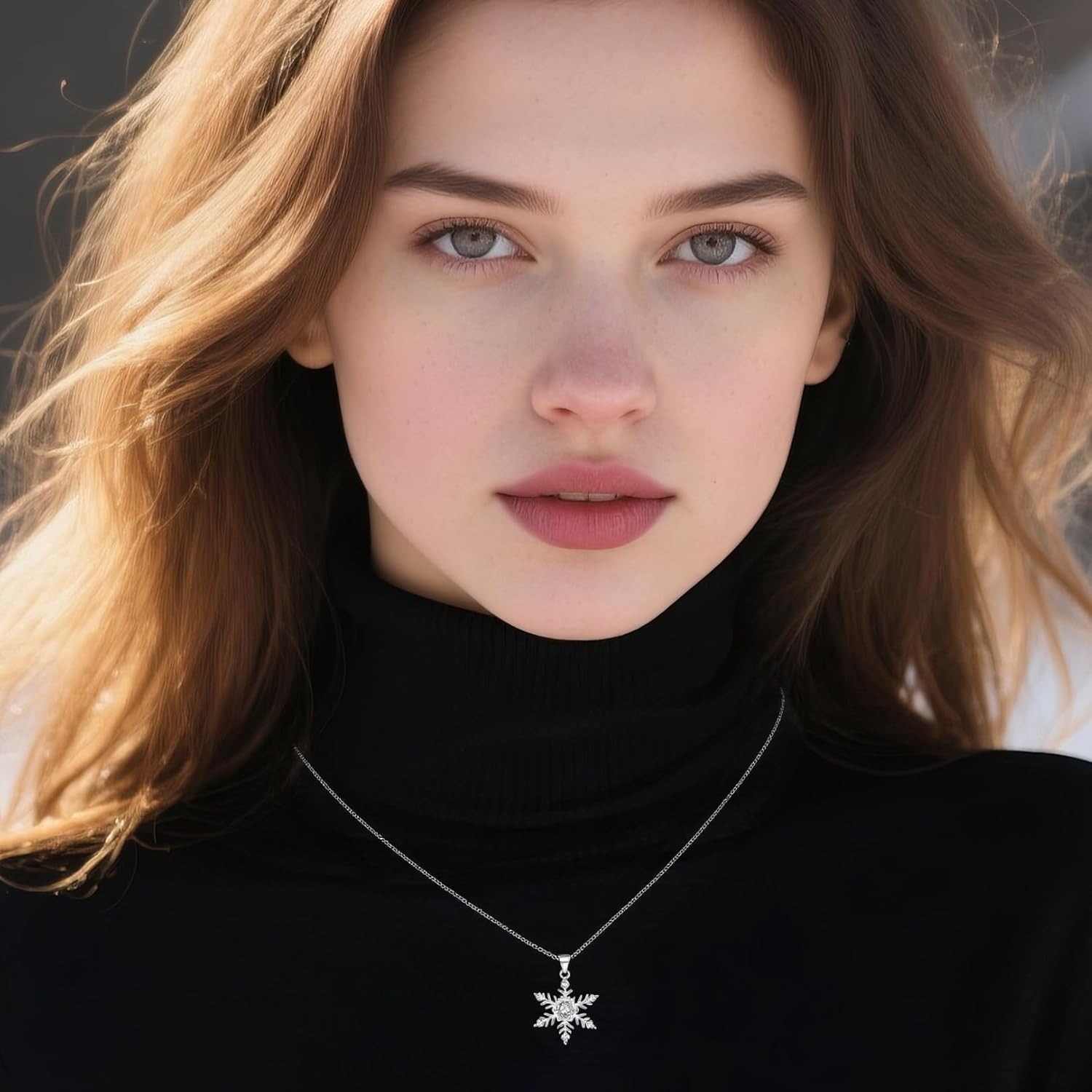 Reffeer Solid 925 Sterling Silver Snowflake Necklace Chain for Women Teens CZ Snowflake Pendant Necklace Dainty Winter Necklace - Image 2