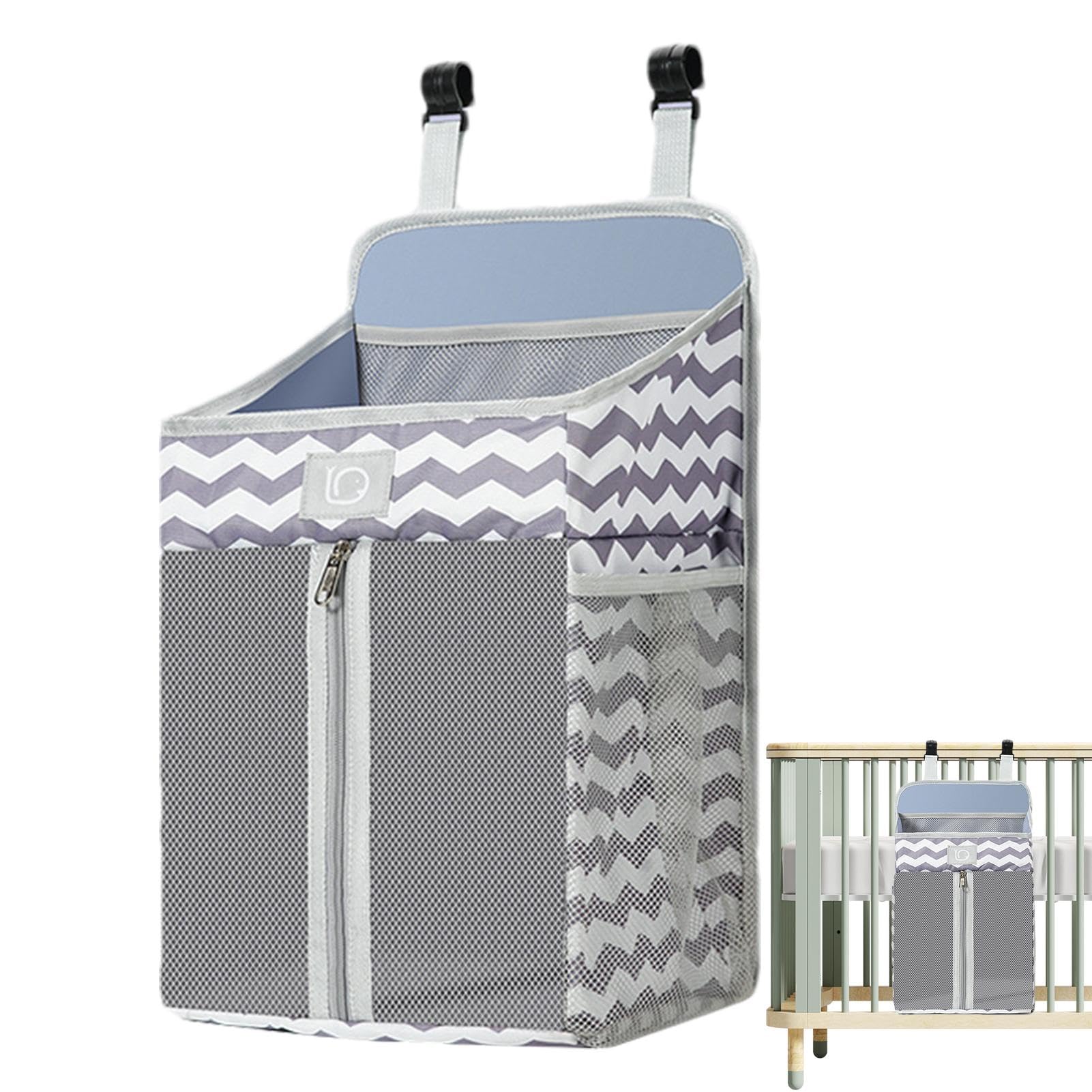 Organizer Portapannolini Da Appendere Cradle Star - 4 Tasche, Grigio, 43x23x23 Cm - Foto 4