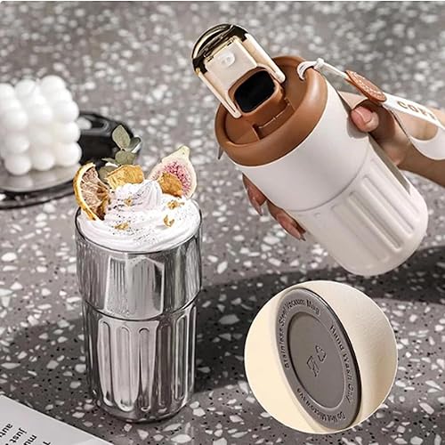 Miniatura 2 de Taza de café con pantalla de temperatura, taza de café caliente y fría de gran capacidad, botella de café portátil de acero inoxidable al vacío, con