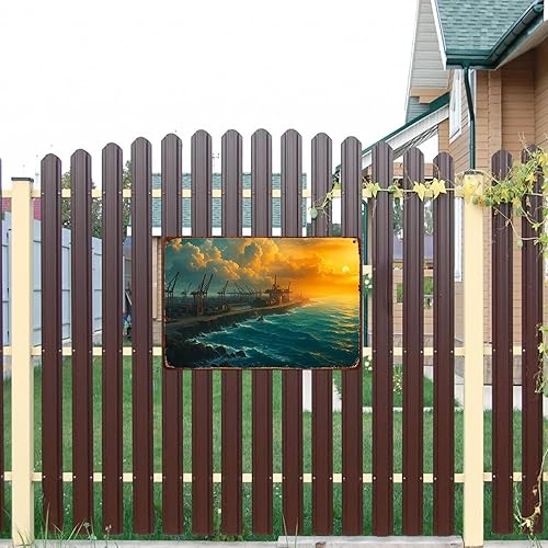 Miniatura 7 de Port And Ocean Industrial View With Cranes Funny Wall Decor 8 * 12 Inch Retro Metal Sign Posters For Kitchen bathroom farm yard bar Garage man cave
